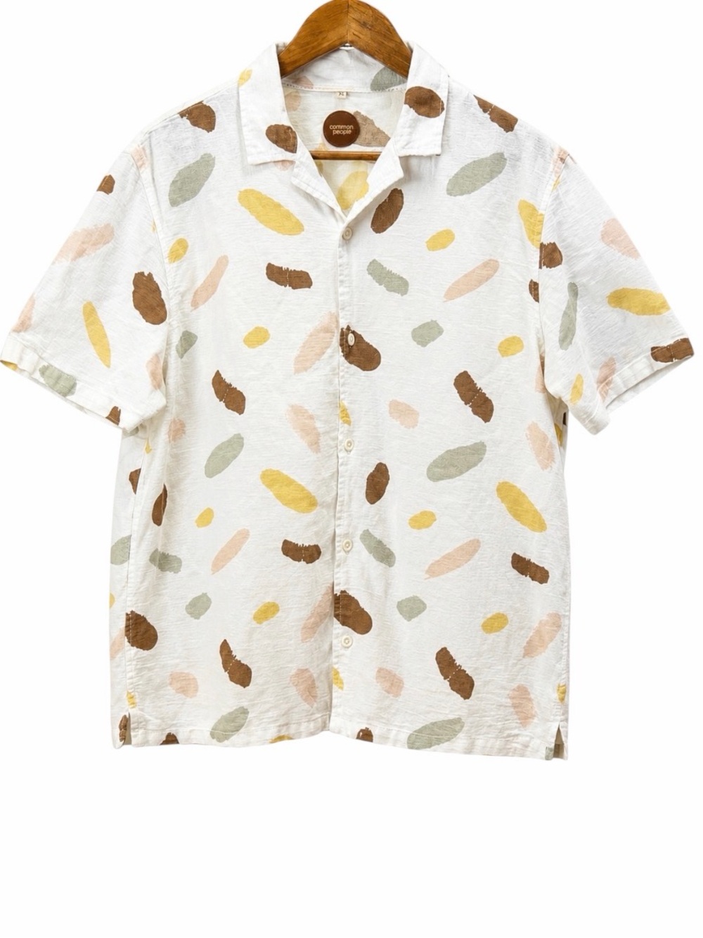 Common People Men’s XL Abstract Print Camp Collar Button-Up Shirt 100% Cotton